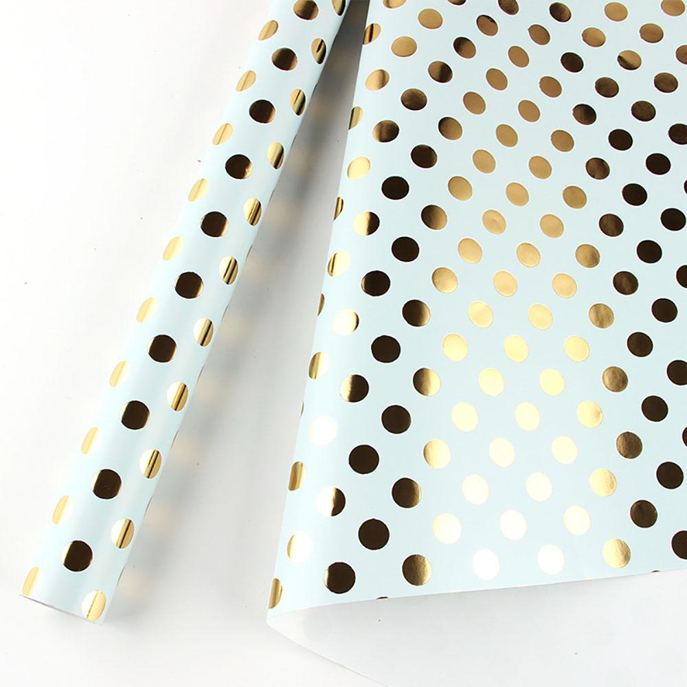 50x70cm Bronzing Gift Wrapping Paper Gold Polka Dots Birthday Valentine's Day Bouquet Gift Packaging Paper DIY Decoration Paper