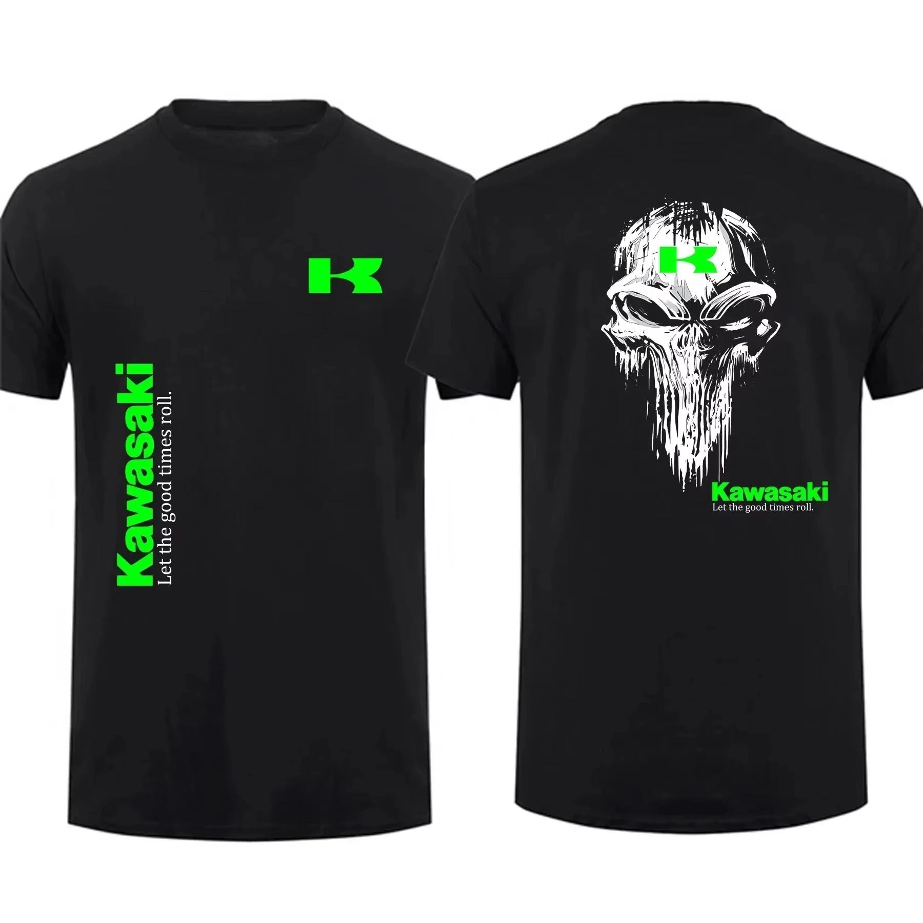 

Чоловіча літня нова футболка з чистої бавовни Повсякденна футболка Kawasaki Racing Team Evil Claws Домінантний візерунок Дихаюча вулична футболка M