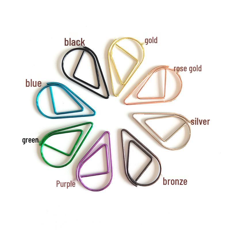 Gold and Colored Cartoon Water Drop Paperclip Set Water Drop серебряный