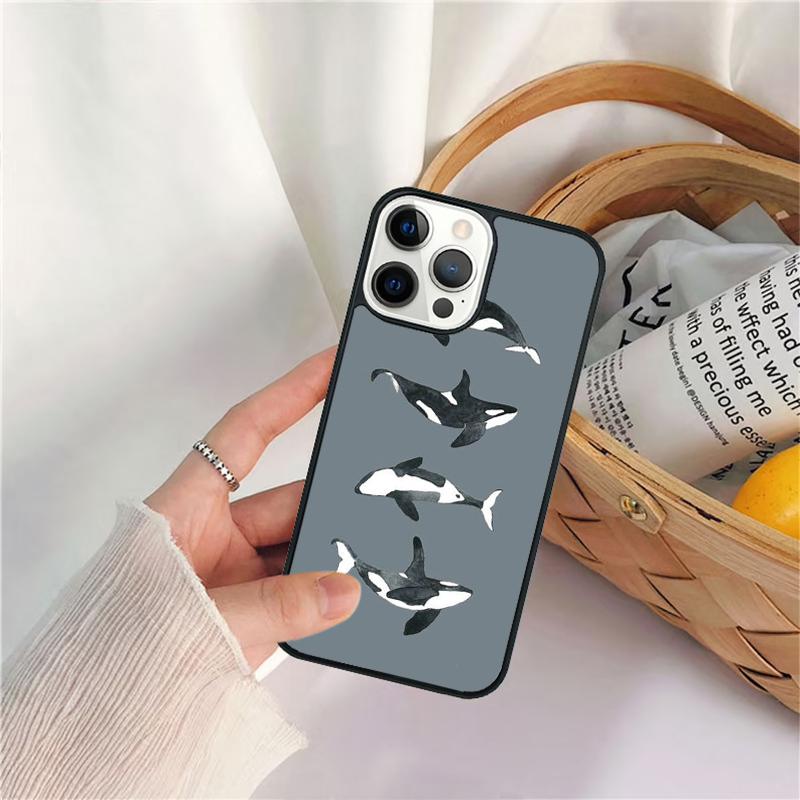 Orcas Whale Phone Case For iPhone 17 Air 16 15 14 11 12 13 Pro MAX Plus coque Cover Shell
