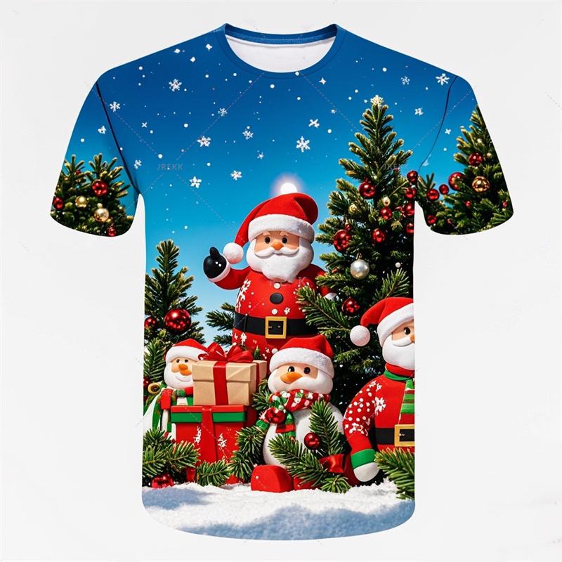 Merry Christmas Santa Claus 3D Print T-Shirts Men Women Oversized O-Neck Tees Short Sleeve T Shirt Harajuku Top Unisex Clothing