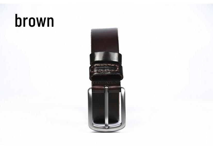Men's Retro Genuine Leather Belt with Alloy Pin Buckle - Stylish and Versatile Cowhide Belt for Fashionable Looks