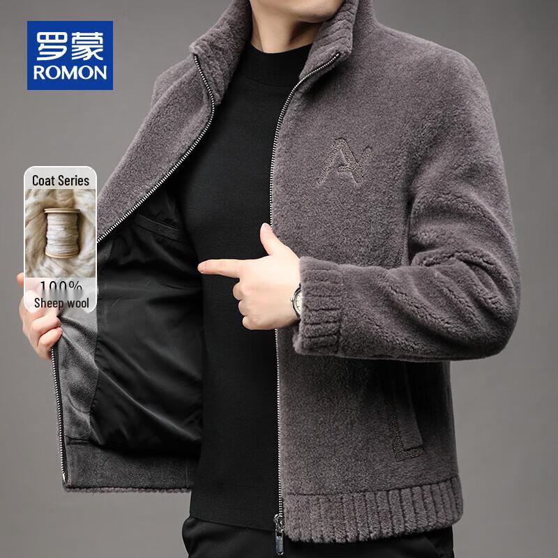 ROMON Men's 100% Wool Stand Collar Winter Jacket