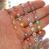 1M Goldfarbe Bunte Kette Edelstahl Emaille Blumenketten für DIY Schmuckherstellung Fußkettchen Armband Halsketten Zubehör