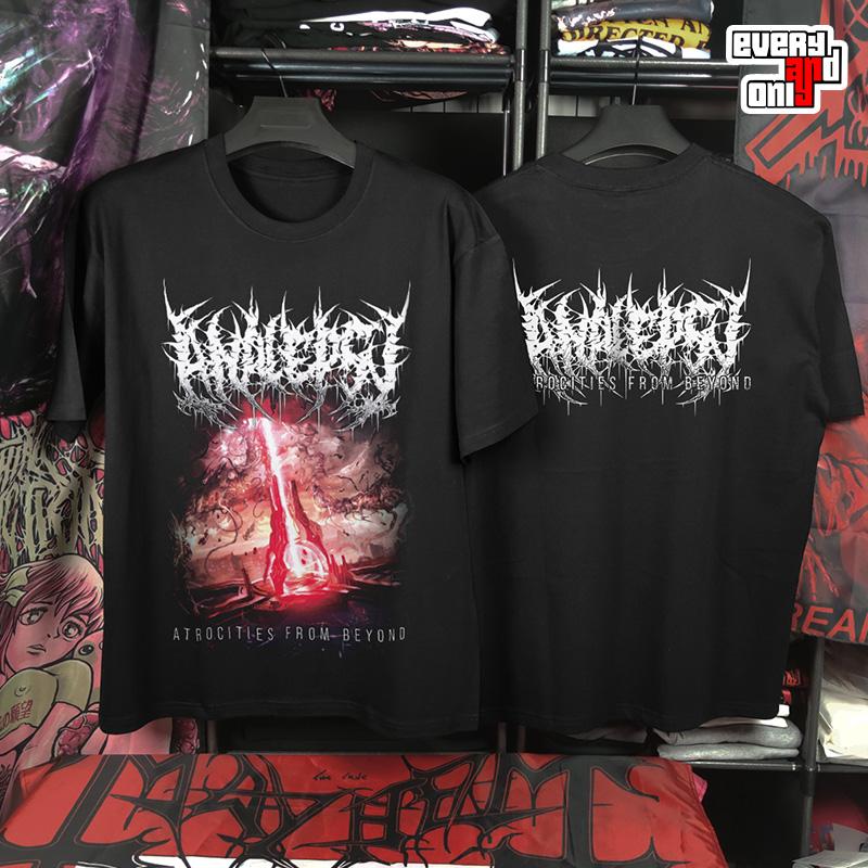 2025 Analepsy Metal Band 100%Cotton T-Shirt Men's Summer Fashion Street Trend Short Sleeve Comfortable Loose Men's Clothing Y2K