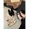 Xiaoxiangfeng Pointed Head Inner Height Increase Fluffy Shoes Women Wear In Winter with Velvet Mary Single Shoes Cotton Ladyshoes