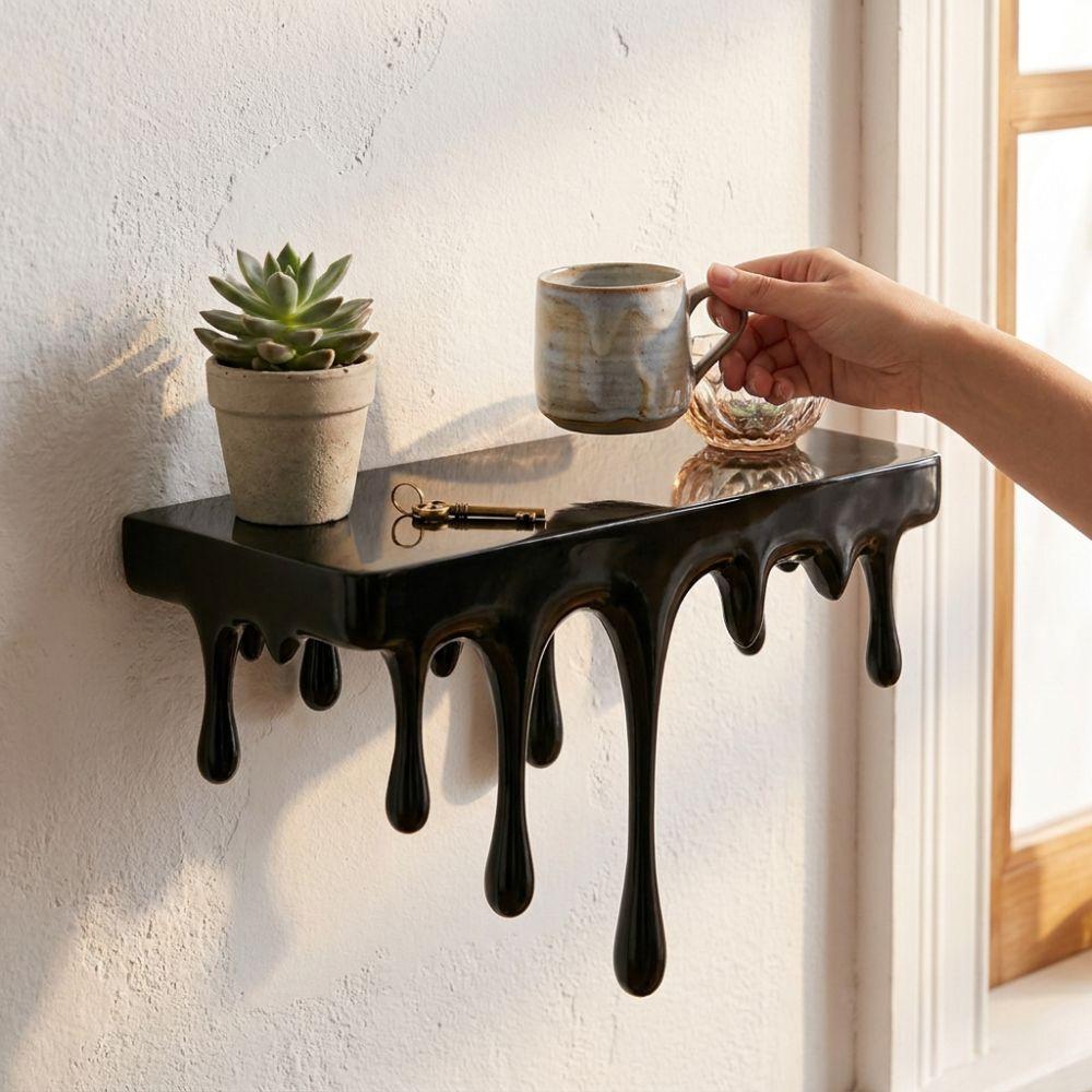 3D Printed Drip Floating Shelf Stable Wall Storage Rack Decorative Melting Wall Shelf Bedroom