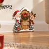 Christmas Hanging Ornaments Door Ornament Wooden Wall Mounted Festive Sign 2D Holiday Gift for Family Flat Art Home Entrance Decor Santa Claus
