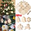 20Pcs Christmas Wooden Baubles Round Wood Slices Wood Disc Hanging Ornaments Baubles for DIY Crafts Christmas Tree Decoration