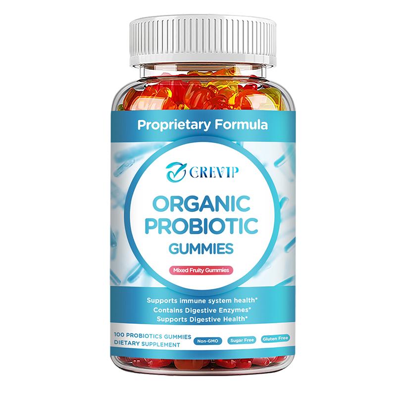 GREVIP probiotic gummies boost immunity, promote digestive health, contain digestive enzymes, and are non-GMO.