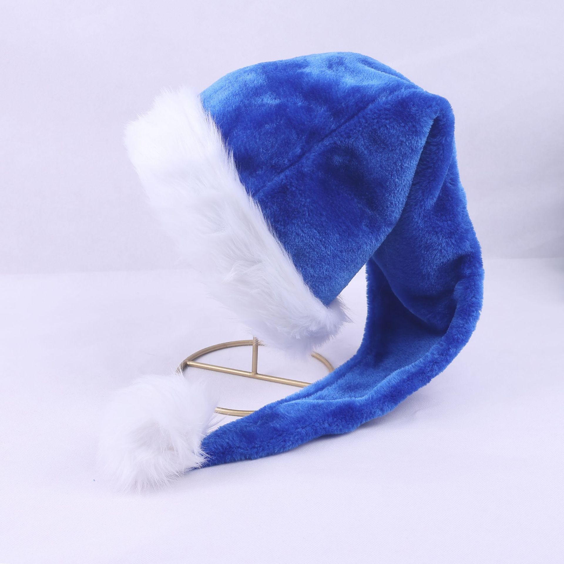 

75cm Santa Hat Gentle Plush Holiday Hat Extended Santa Hat Eye-Catching For Photo Props Holiday Decoration Tree Topper Headwear синій