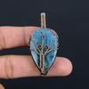 Natural Double Tree of Life Labradorite Gemstone Pendant | Oxidized Copper Wire Wrapped | Necklace Pendant | Copper Jewelry Gift For Her/him