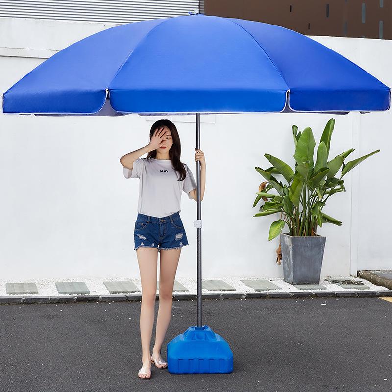 Outdoor Sun Umbrella with Water-Filled Base - Large Stall Advertising Umbrella and Plastic Stand