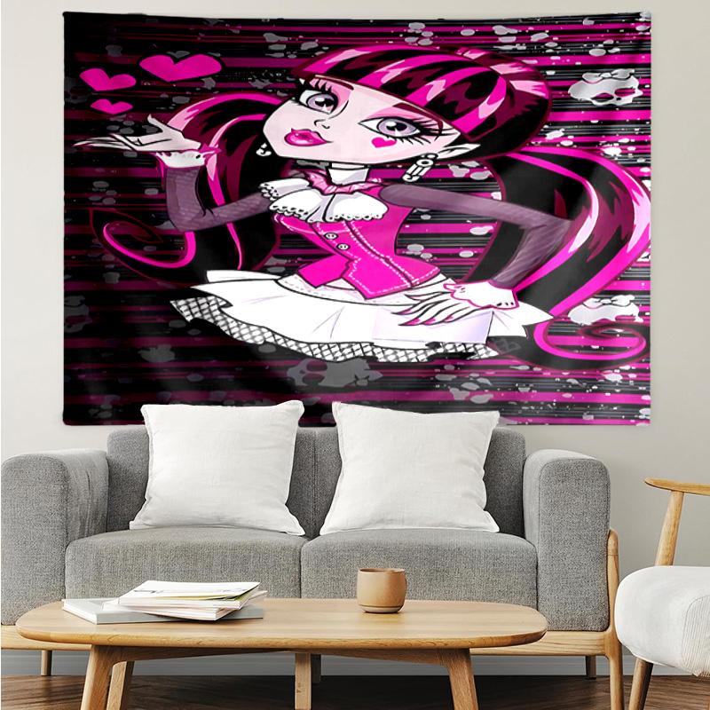 Monster High1 Tapestry for Bedroom Aesthetic Classroom Tapestries Wall Hanging for Living Room Dorm Office,Ideal Creative Gift