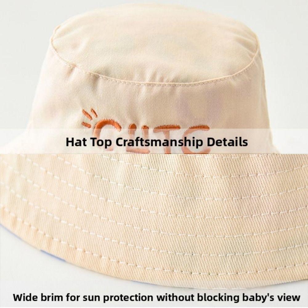 Cappello da Pescatore per Bambini Double Sided Lettera Carina Cappellino Panama per Bambini Nuovo Cappello da Pescatore per Bambini e Bambine