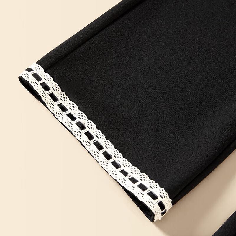 Dámské kalhoty s vysokým pasem, úzkého střihu, barevně blokované, krajkové, rozšířené, zkrácené