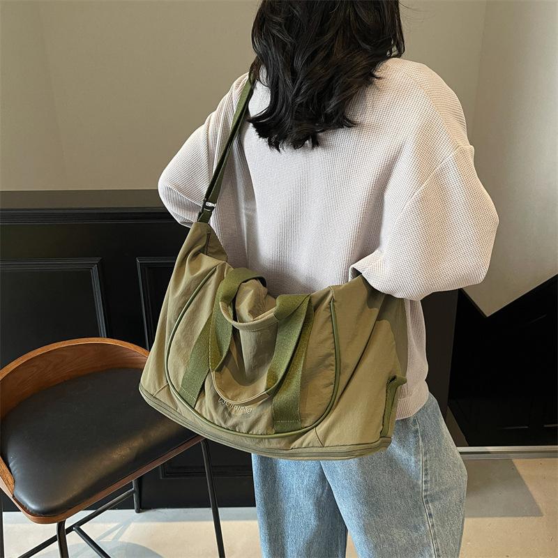 Expandable Travel Bag Women's Large-capacity Short-distance Storage Duffel Bag Lightweight Solid Color Simple Messenger Sports Fitness Bag