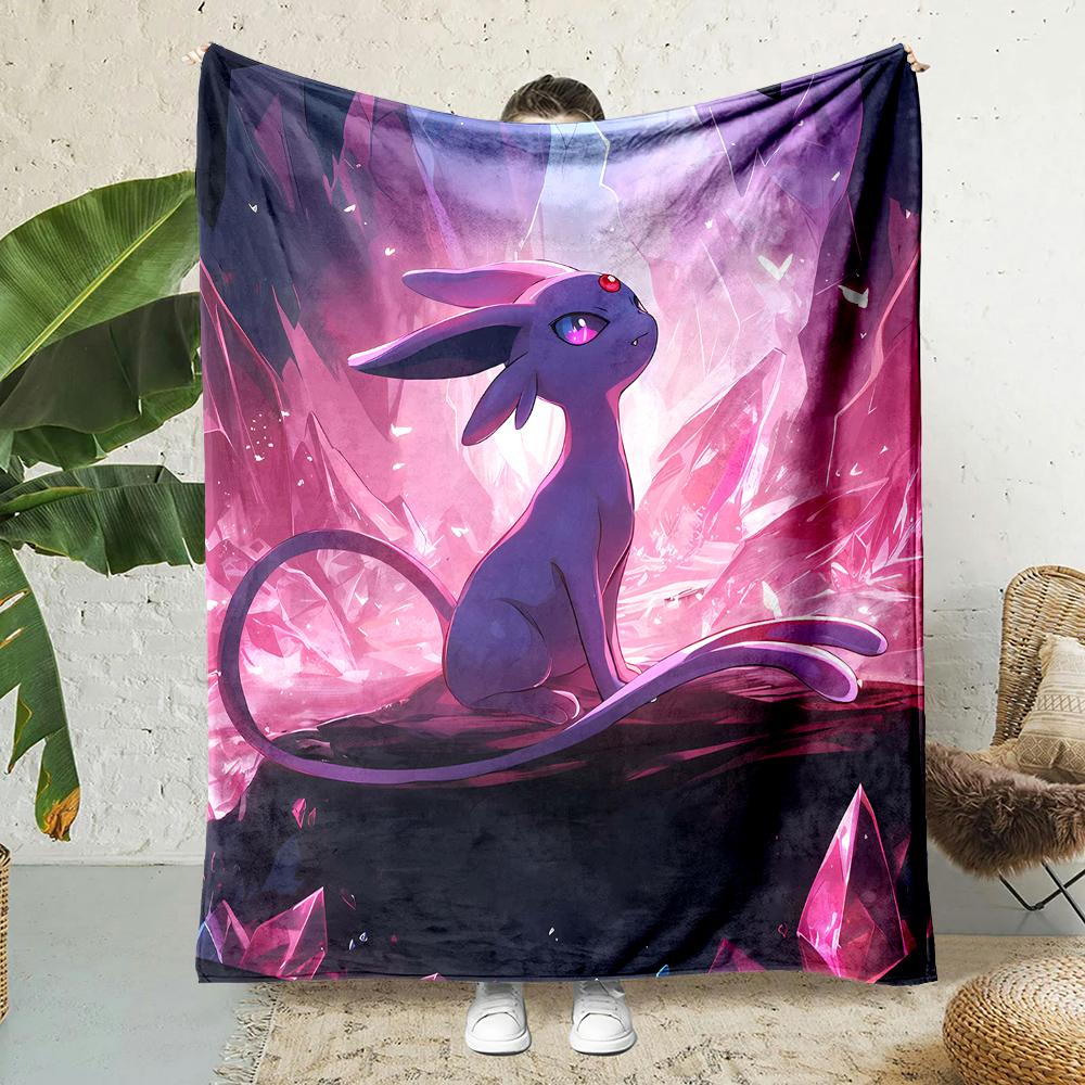 1PC Japanese Games E-Eevee Umbreon Cartoon Blanket Anime Soft Fluffy Plush Blanket Sofa Office Quilt Throw Picnic Beach Towel