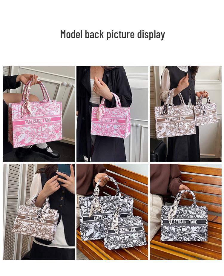 2025 Women's Large Capacity Fashion Tote: Simple Print Handbag & Souvenir Shopping Bag
