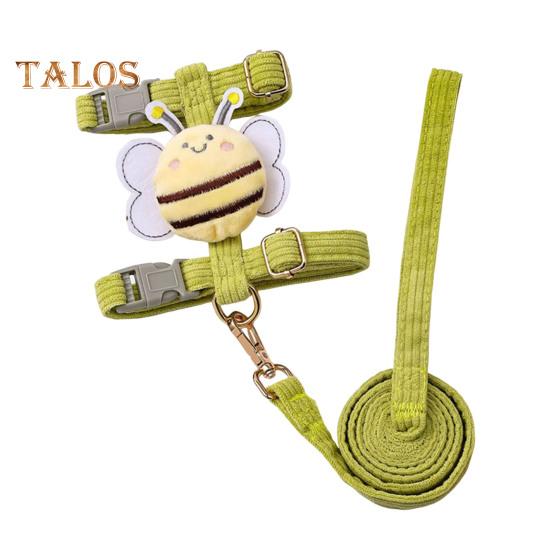 

Комплект шлейки и поводка для кошек, регулируемая шлейка для котят с защитой от побега и рисунком пчелы для маленьких и средних кошек и собак на открытом воздухе M зелёный