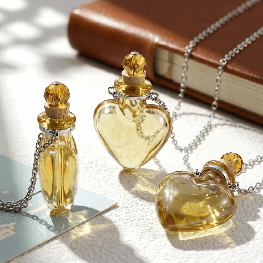 Glaze Vial Pendant Necklace Water Drop Shape Openable Glaze Vial Necklace Matching Outfits