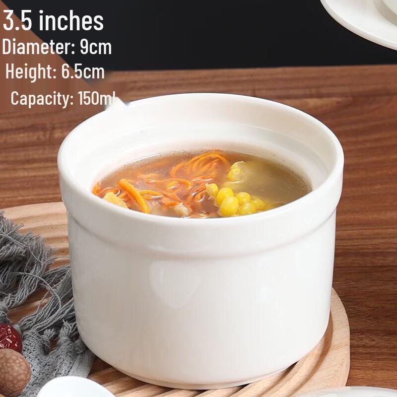 Chixing Pure White Ceramic Steaming Bowl with Lid