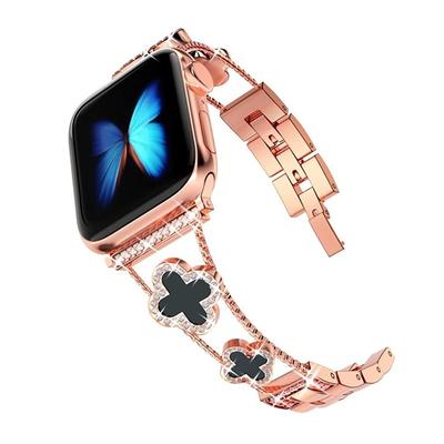 Watchband Luxury Diamond Watch Bands for Apple Watch Straps Bling Metal Four-leaf Clover Iwatch Bands Ultra 9 8 7 6 Apple Watch Bracelets