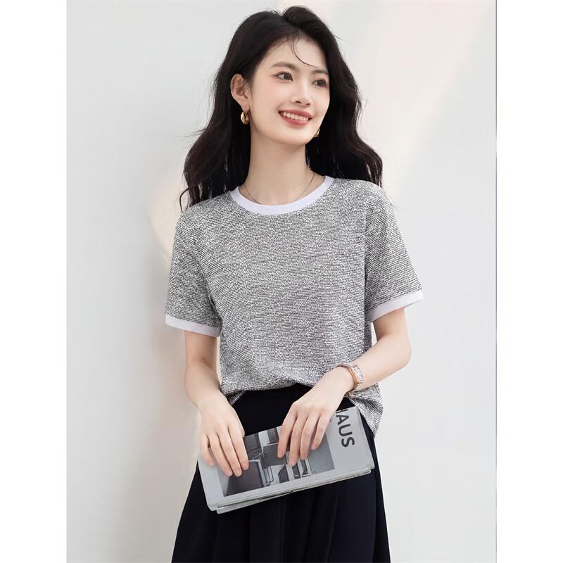 Women s Summer Striped Short Sleeve T-Shirt L