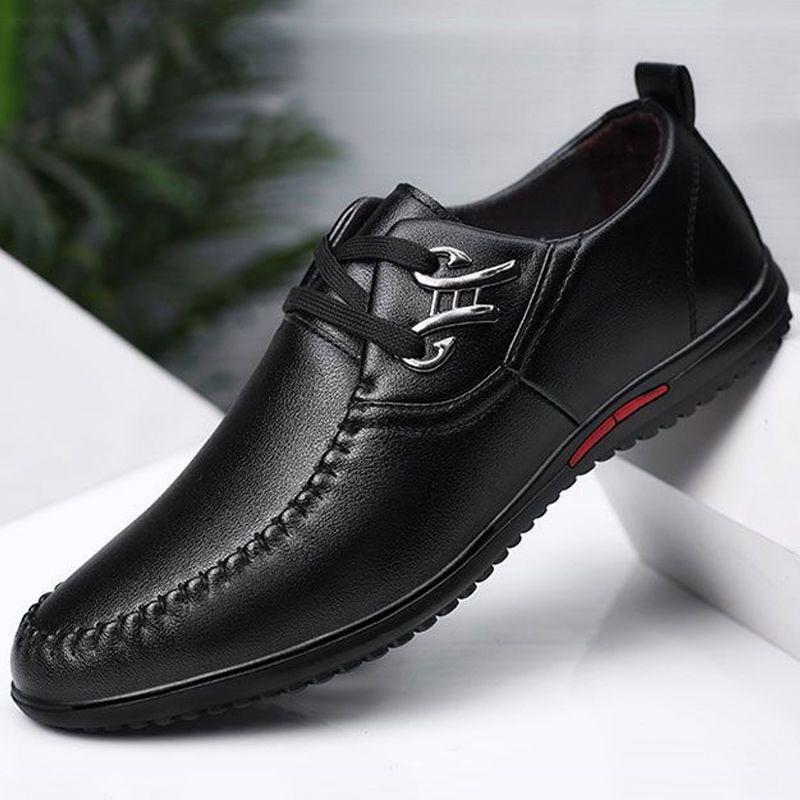 Echte weiche Lederschuhe Herren Freizeitschuhe Business Low-Top Schuhe Fleece Schnürschuhe Arbeitsschuhe