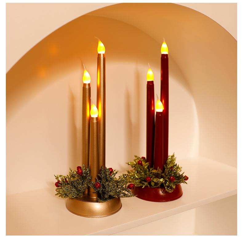 Christmas Candle Ornament: Desktop Decoration Holder with Night Light