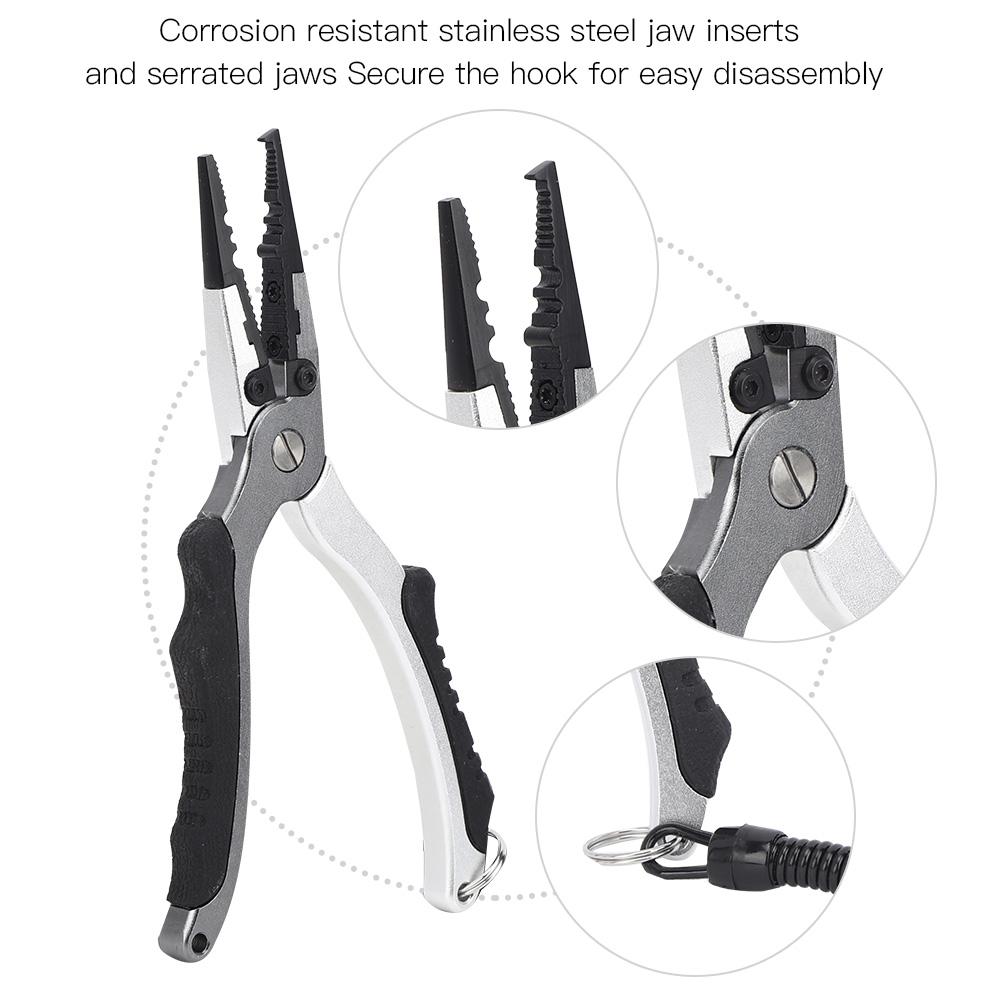 Rubber Handle Aluminium Alloy Casting Anti skid Easy Opening Ring Fishing Pliers Hook Remover Tool with Storage Bag