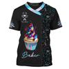 Baker T-skjorte Egendefinert Navn Menn 3D-trykt Bakeri Baking Arbeid T-skjorte Pluss Størrelse Unisex T-skjorter Topper Personlighet Baking Uniform