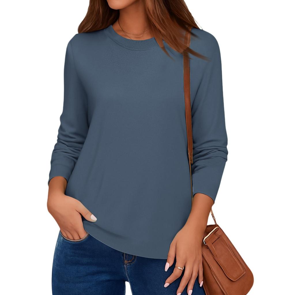 Women Top Long Sleeve T-Shirts Blouses O Neck Fit Top Spring Fashion Tunic Basic Tops