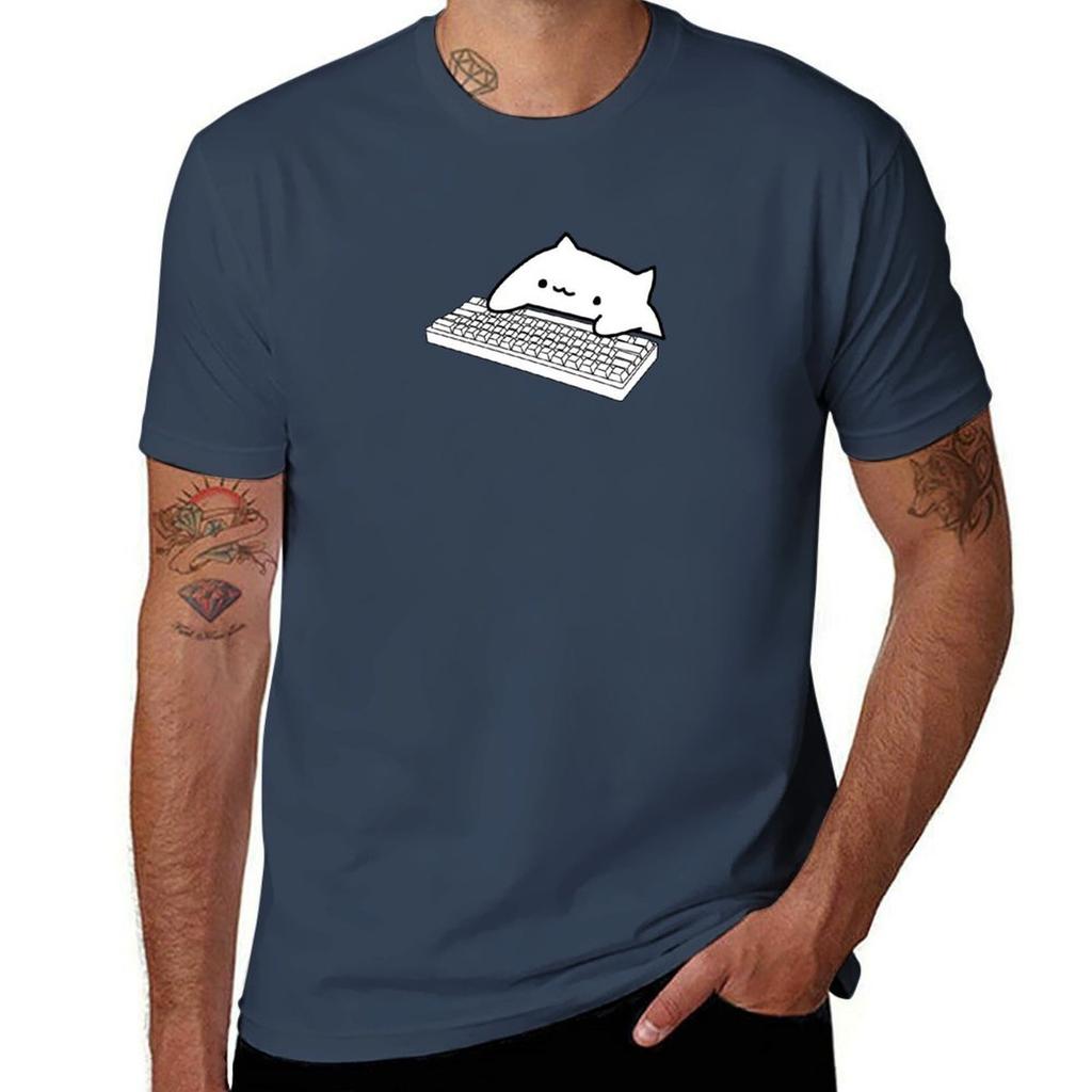 Bongo Cat Mechanical Keyboard T-Shirt T Shirts for Man Cotton Funny T Shirts for Man Pack White T-Shirt
