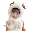 Winter Children's Hats Boys and Girls Scarves Integrated Plush Hats Cute Baby Antlers Fleece Ear Hats Tide