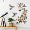 Colorful Flower Pendant Lamp Bird Wall Sticker for Bedroom Living Room Entrance Home Background Decor Self-adhesive Wall Art