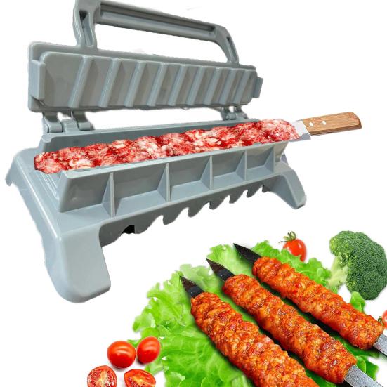 Skewers Kebab Maker Beef Meat Vegetables Kebab Mold for BBQ Grilling Portable Press Type Kebab Tool for Barbecue Parties Picnics
