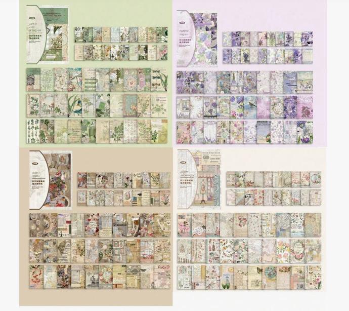 1 Packung/100 Stück Großes Vintage-Papier-Set, Antike Textur, Scrapbooking & Bastelbedarf