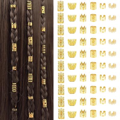 60pcs Hollow Dreadlock Hair Rings - European & American Popular Style