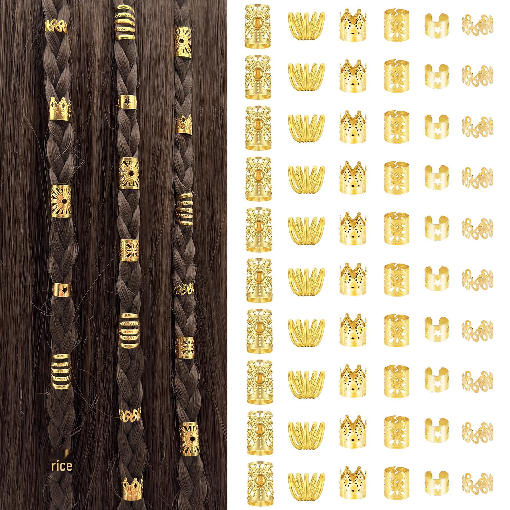 60 шт. Полые кольца для дредов - Популярный европейский и американский стиль золотой