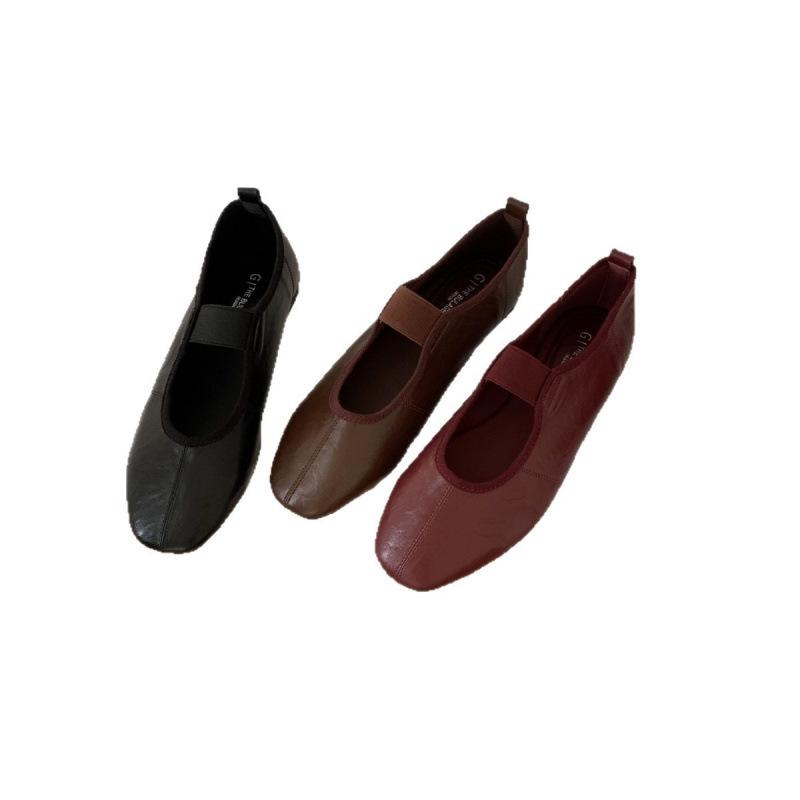 Flat-bottomed Mary Jane shoes women's shoes spring and autumn 2025 new round head shallow mouth one-word belt with skirt single shoes