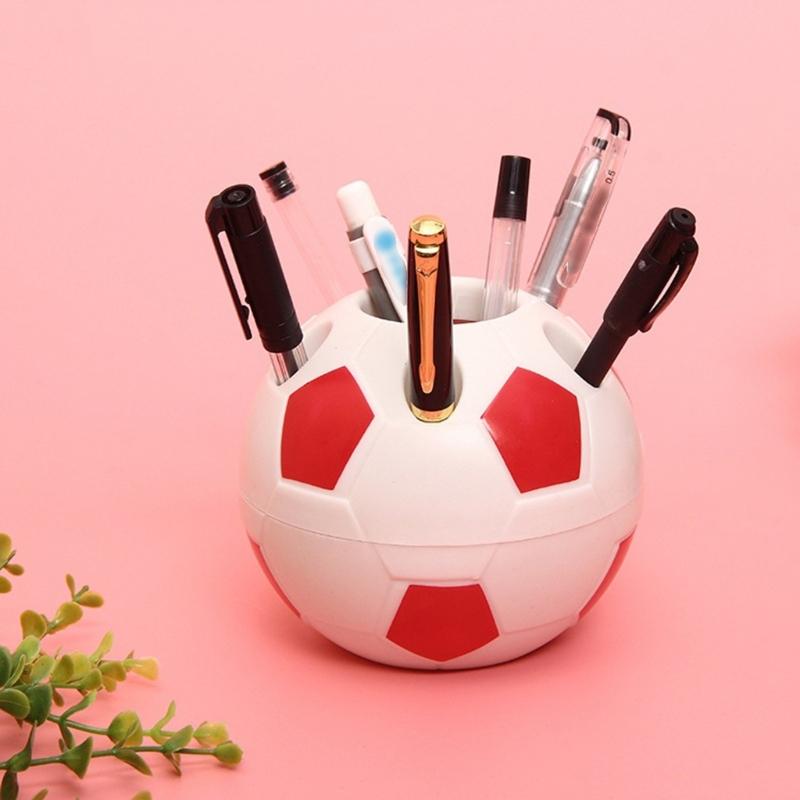 Soccer Shape Plastic Pen Cup Multi Slots Desk Pencil Organiser Storage Container For Pencil Pen Art Brush Makeup Tool