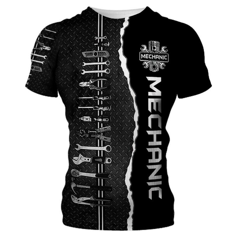 3D Print Sport Quick-dry Breathable Men T-shirt for Auto Repair Work Uniform Outdoor Street Team Short Sleeve Clothing Summer