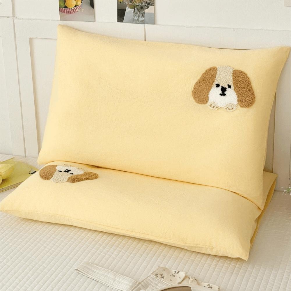 Breathable Single Pillowcase Pure Cotton Pillowslip Cartoon Dog Pattern Student Pillowcase Bedroom