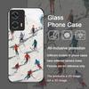 Oil Painting Art Snow Scenery Skiing Tempered Glass Phone Case for Motorola Moto G85 G84 G75 Edge 50 Fusion 40 Neo 30 Pro Covers