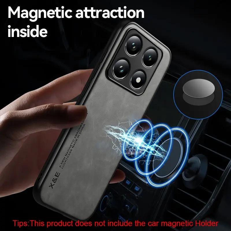 New Leather Skin-friendly Feel Shockproof Case for Xiaomi 15T 14T Pro Magnetic Cover for Xiaomi 17 Pro Max Poco M7 Pro Funda