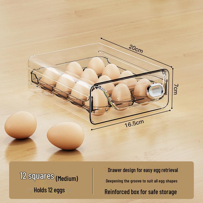 Double Layer Egg Freshness Storage Box with PET Timer - Refrigerator Drawer Style
