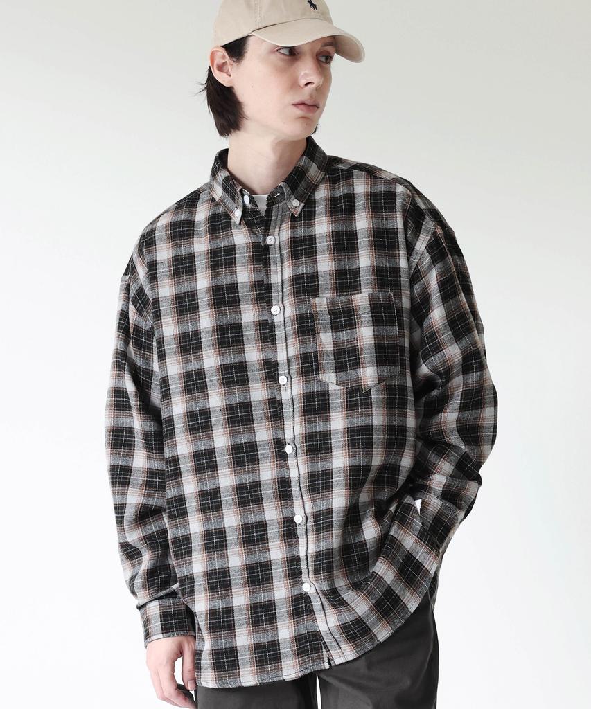Modernmoment Forward Oversized Check Shirt [Black]