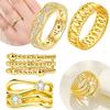 Gold Plated Ring Water Ripple Effect Vintage White Zircon Gemstone Ring Authentic Copper Valentines Fine Gift Women Jewellery Ring