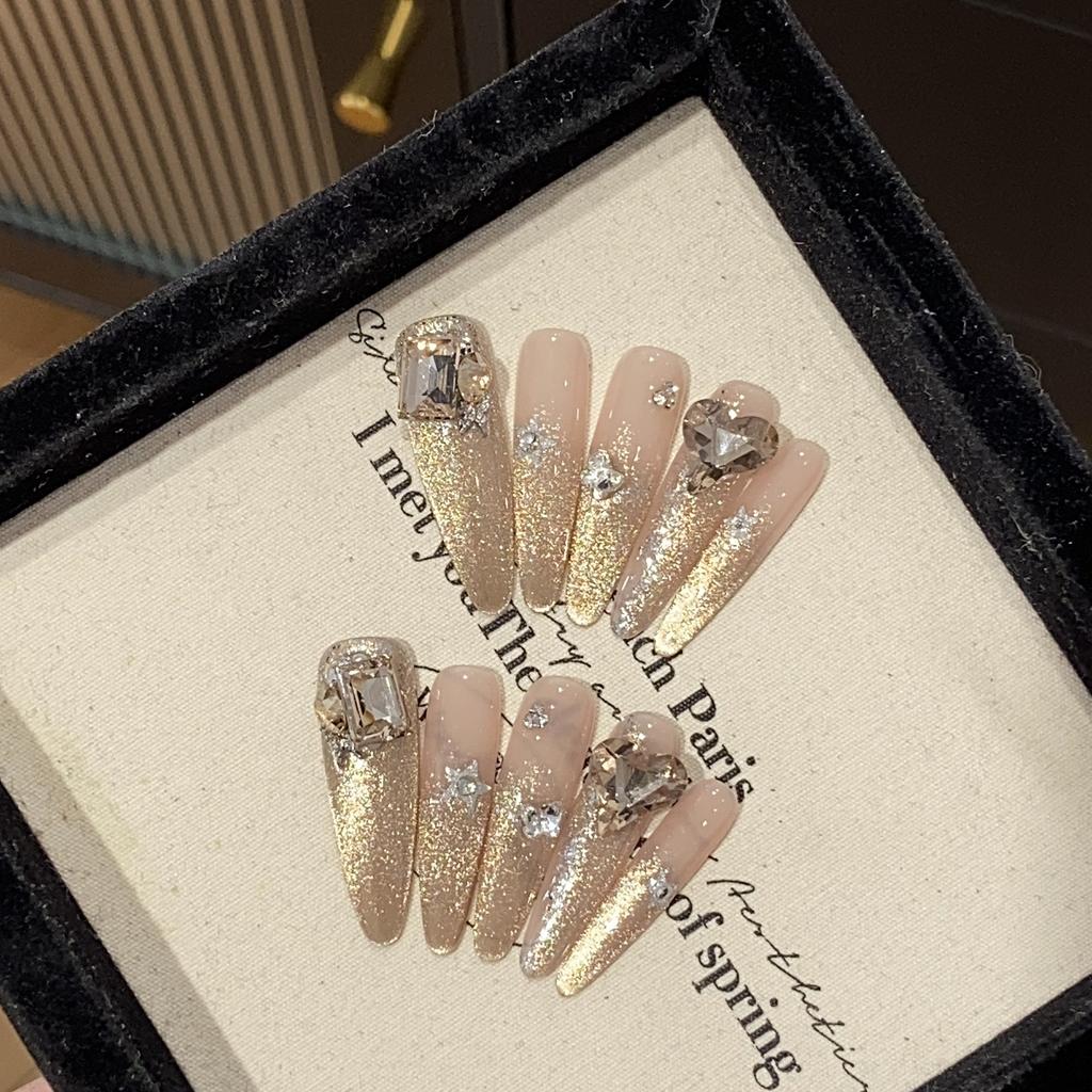 Pure Handmade Nude Golden Flash Cat Eye Champagne Peach Heart Boutique K9 Peach Heart Water